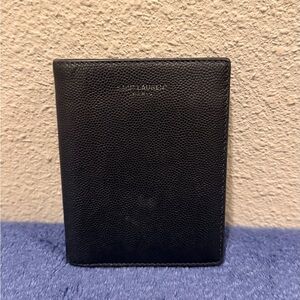 Saint Laurent Unisex Credit Card Holder & Wallet in Debossed Full Grain Leather